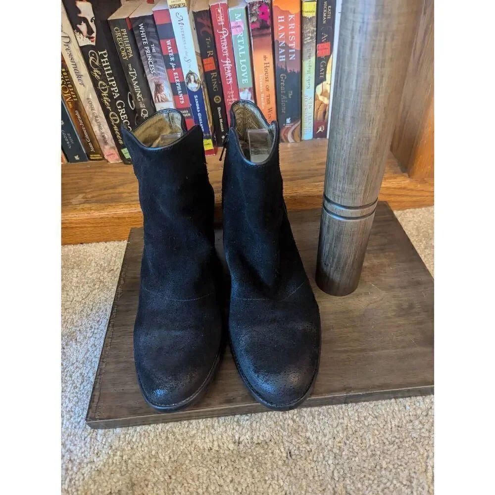 Fly London Women’s Size EU 40 US 10 Black Suede Ankle Booties Boots Heeled